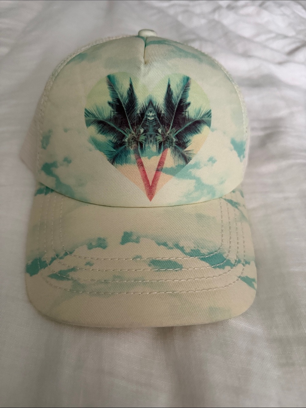 Billabong Teal and Cream Palm Heart Trucker Hat
